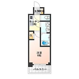 ESLEADRESIDENCE大阪天王寺 1Kの間取図画像