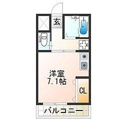 ALDEPLAZA 1Kの間取図画像