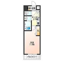 Luxe我孫子 1Kの間取図画像