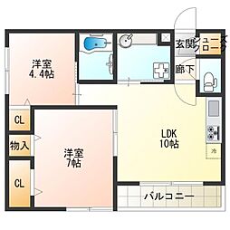 KSC 2LDKの間取図画像