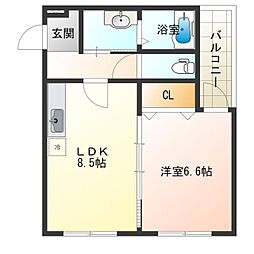 フジパレス西住之江3番館 1LDKの間取図画像