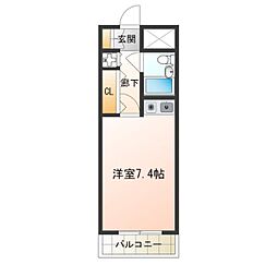 朝日プラザ岸里パサージュ ワンルームの間取図画像
