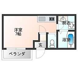メビウス天下茶屋レジデンス ワンルームの間取図画像
