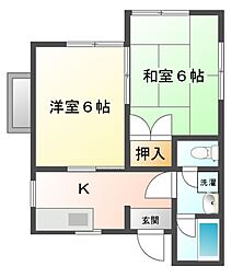 JR常磐線 取手駅 徒歩10分の賃貸アパート 1階2Kの間取り