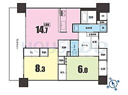 ロイヤルヒル北野 2LDKの間取図画像
