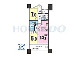 ネバーランド神戸下山手通 2LDKの間取図画像