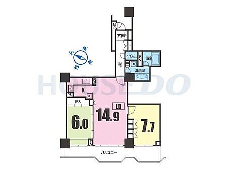 6階 2017年リフォーム済の2LDK♪1~3人暮らしにおすすめの間取り☆全居室バルコニーに面す☆全居室6帖以上で家具の配置楽☆全居室収納有り☆和室・洋室はリビングから居室に入る間取り☆