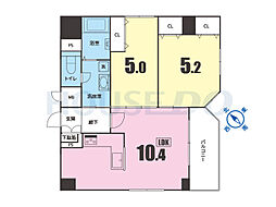 ライオンズマンション神戸元町第5 2LDKの間取図画像