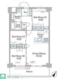 NIIYA平和台 3LDKの間取図画像
