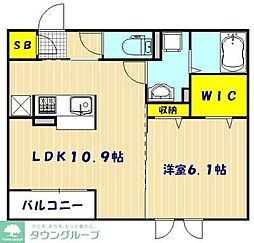 メルベーユ 1LDKの間取図画像