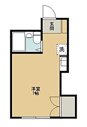マンションクルメ ワンルームの間取図画像