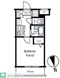 スカイコート中村橋第3 1Kの間取図画像