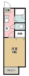 リトルアイランドA 1Kの間取図画像