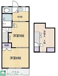 ハイツ中村園B 2Kの間取図画像