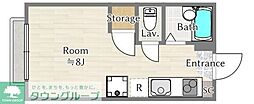 むさし野ハイツA ワンルームの間取図画像