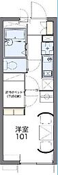レオパレスアイリス 1Kの間取図画像