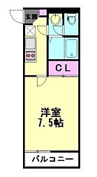 クレイノリヴェール 1Kの間取図画像