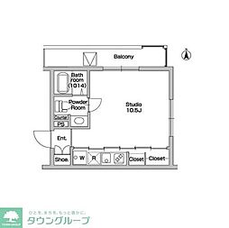 フェルトバーンハウス新江古田 ワンルームの間取図画像