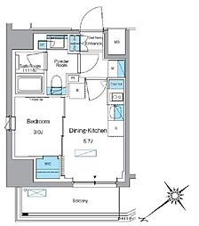 ルフォンプログレ赤塚 1DKの間取図画像