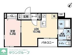 新座市大和田1丁目アパート 1LDKの間取図画像
