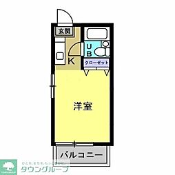 カーサエメラルド 1Kの間取図画像