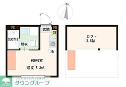 ハーモニーテラス春日町VIII ワンルームの間取図画像