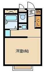 レオパレスＯｒｋ 2階1Kの間取り