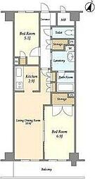 西武池袋線 大泉学園駅 徒歩4分の賃貸マンション 5階2LDKの間取り