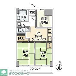 富士見台ファミリーマンション 705 7階3Kの間取り