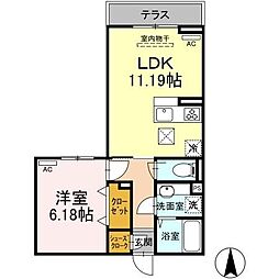 アヴァンス中村南 1階1LDKの間取り