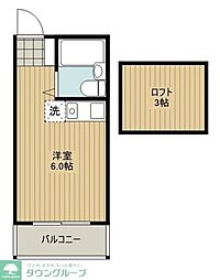 城西プラザ田無 2階ワンルームの間取り