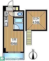 ラフィーネひばりヶ丘 3階ワンルームの間取り
