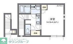 クレイノアルヴィータ 2階1Kの間取り