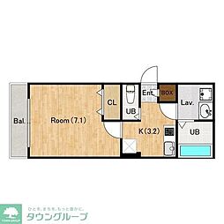 ジーメゾン所沢下安松アリア 1階1Kの間取り