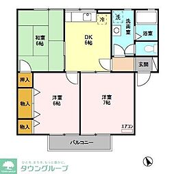 リヴェールコートB 2階3DKの間取り