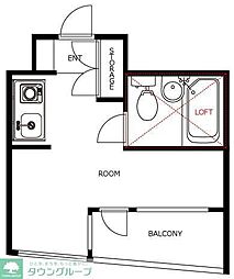 クラウディスプーン 3階ワンルームの間取り