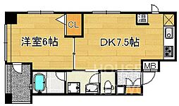 京都市営烏丸線 五条駅 徒歩5分の賃貸マンション 7階1DKの間取り