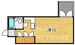 テラス吉田 1Kの間取図画像
