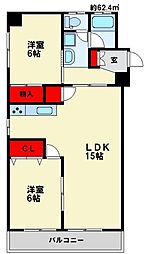 花宅ビル 4階2LDKの間取り