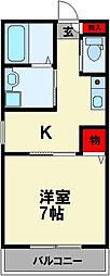 オークマンション立岩 1Kの間取図画像
