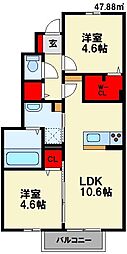 D-roomブレゥー 2LDKの間取図画像