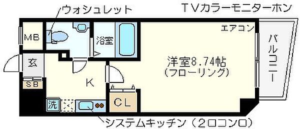 大阪プレステージ・アコモデーション ｜大阪府大阪市天王寺区生玉町(賃貸マンション1K・12階・27.76㎡)の写真 その2