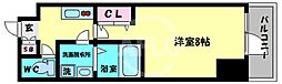 ソルテラス大阪城東 2階1Kの間取り