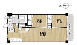 シャルマンコーポ木場町2棟 2LDKの間取図画像