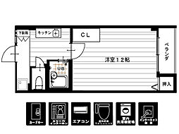 メゾン清水 1Kの間取図画像