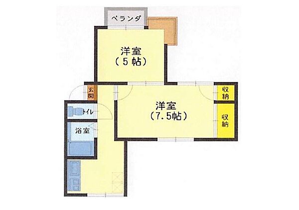 AKIBAハイツ2号棟 211｜富山県高岡市戸出町２丁目(賃貸アパート2K・2階・36.43㎡)の写真 その2