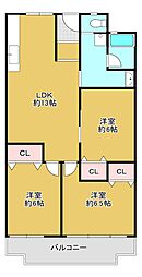 メガロコープ平野1号南棟 3LDKの間取図画像