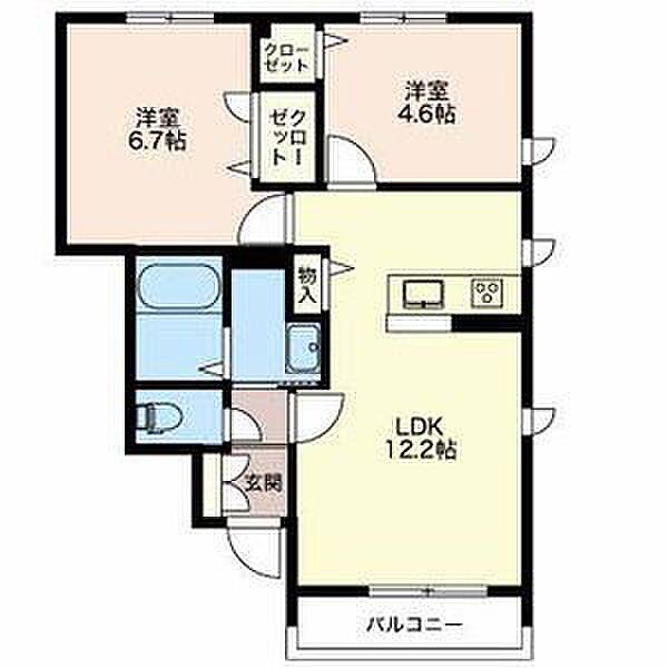 ラ・ヴィータ堀川本郷A 101｜富山県富山市本郷町(賃貸アパート2LDK・1階・51.42㎡)の写真 その2