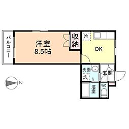 ジョイナス上袋 4階1DKの間取り