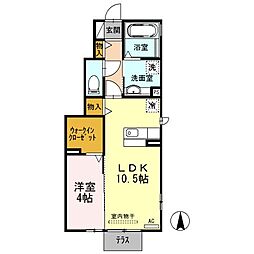 D-room萩原 1LDKの間取図画像